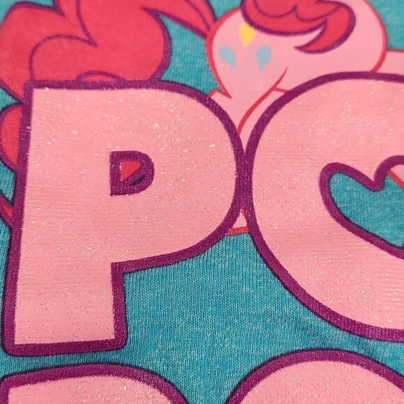 💜NWOT My Little Pony Turquoise & Gray "Pony Power" 3/4 Sleeve Top Small - Picture 9 of 11